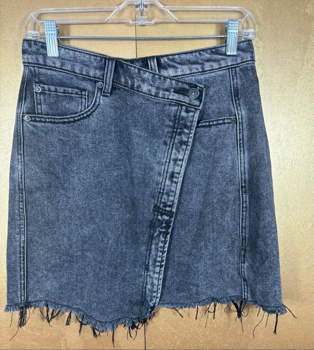 We the Free Free People Skirt Size 27 Parker Wrap Denim Sulphur Black